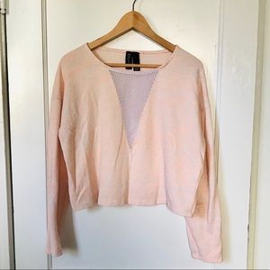 Heathered pink crop top with sexy mesh panel